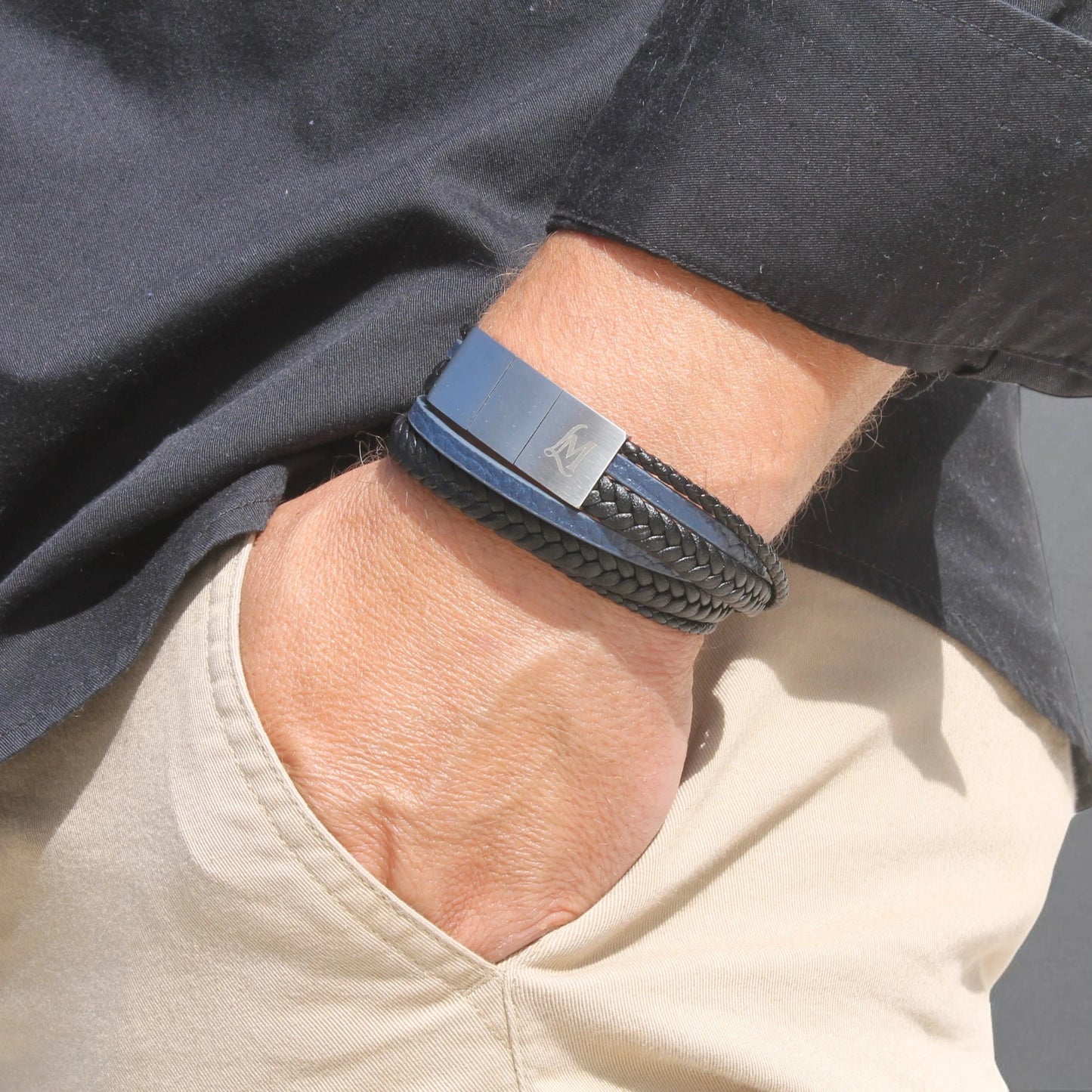 Bracelet homme cuir bleu – L’Équilibré | MenacL