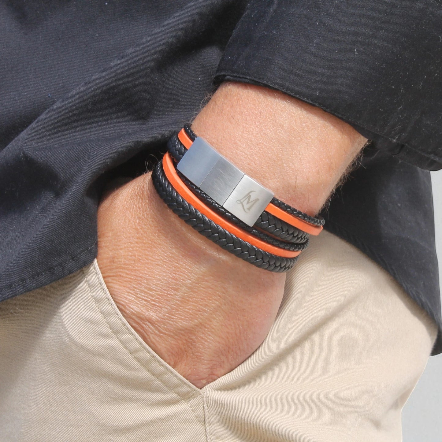 Bracelet homme cuir orange – Le Visionnaire | MenacL