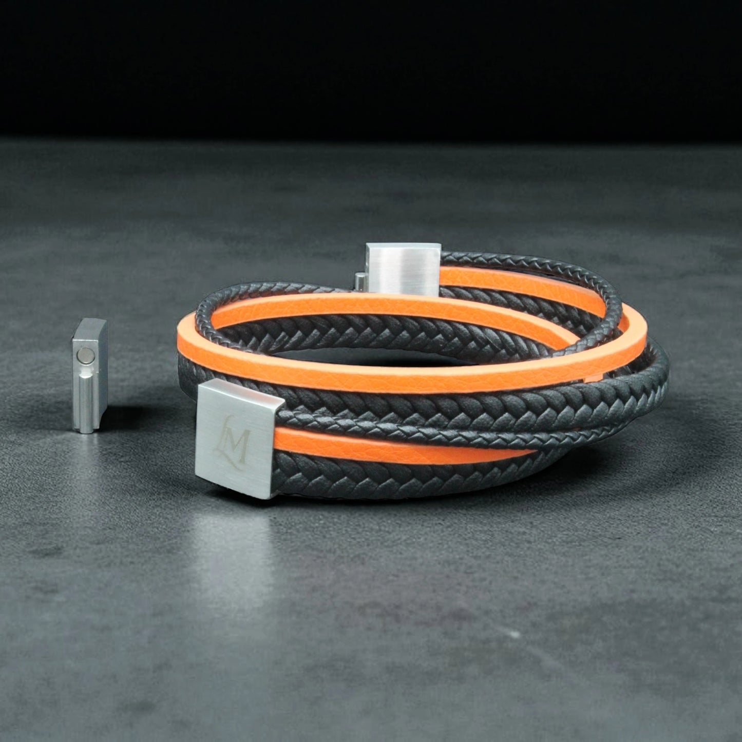 Bracelet homme cuir orange – Le Visionnaire | MenacL