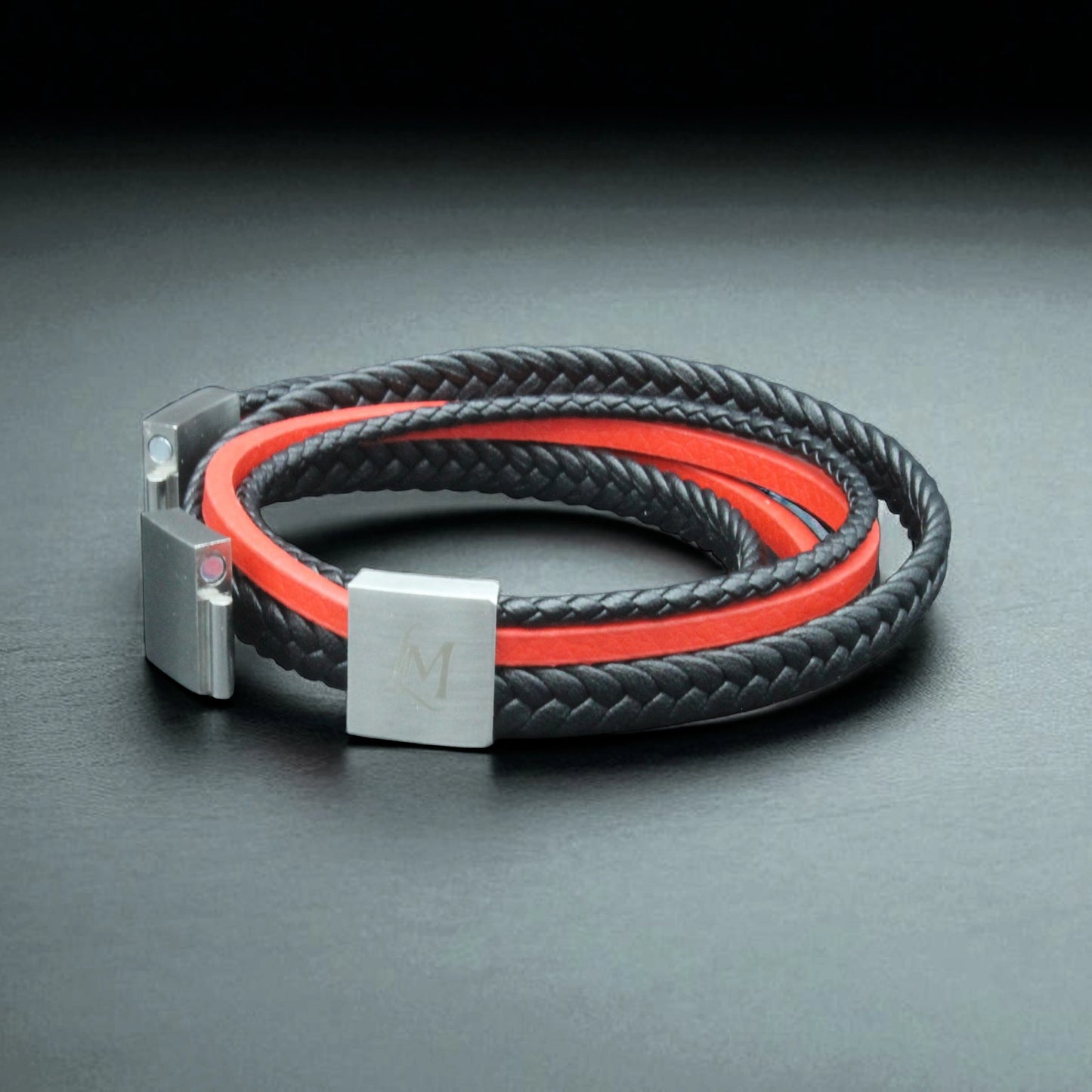 Bracelet homme cuir rouge – Le Passionné | MenacL