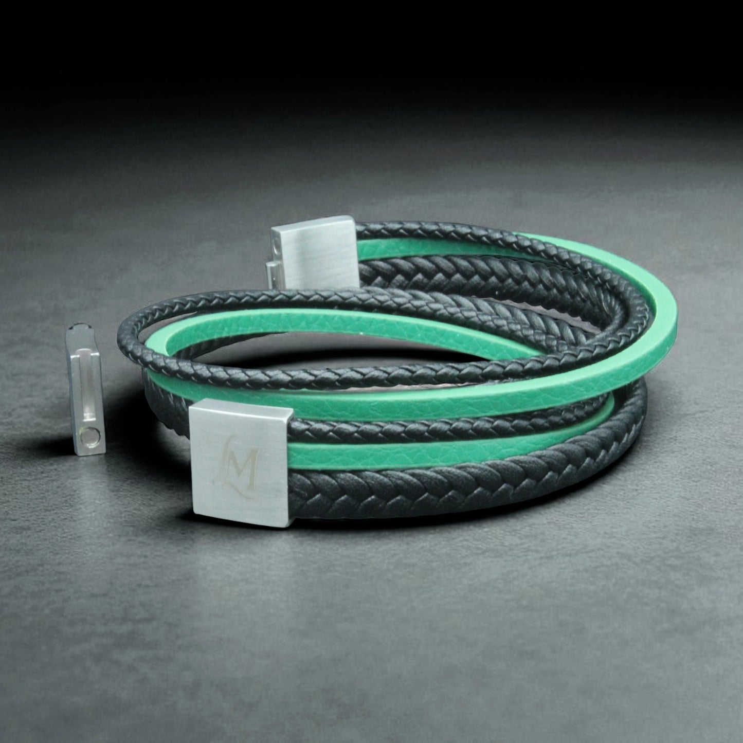 Bracelet homme cuir vert – L’Explorateur | MenacL