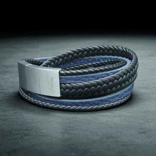 Bracelet homme cuir bleu – L’Équilibré | MenacL