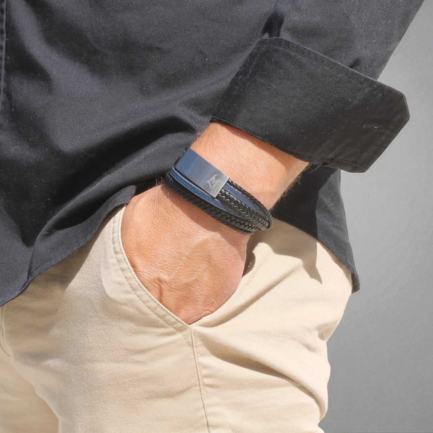 Bracelet homme cuir bleu – L’Équilibré | MenacL