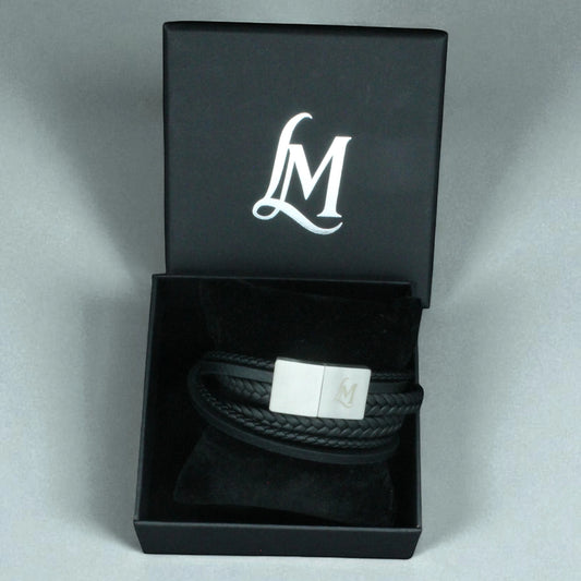 Bracelet homme cuir noir – Le Stratège | MenacL