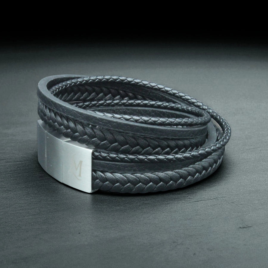 Bracelet homme cuir noir – Le Stratège | MenacL
