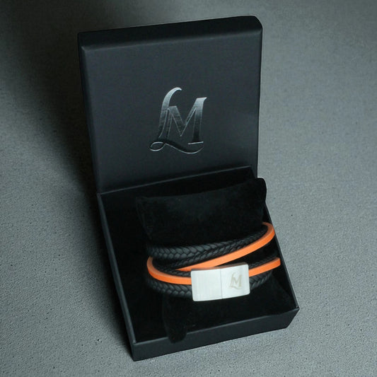 Bracelet homme cuir orange – Le Visionnaire | MenacL