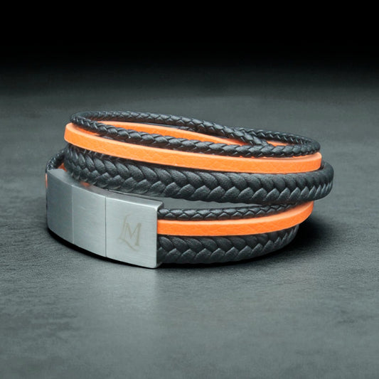 Bracelet homme cuir orange – Le Visionnaire | MenacL
