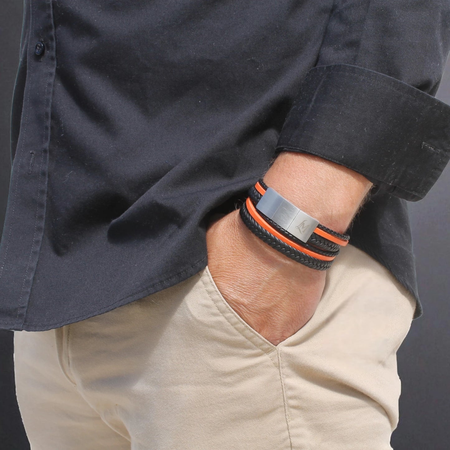 Bracelet homme cuir orange – Le Visionnaire | MenacL