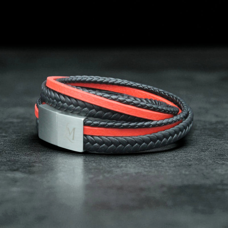 Bracelet homme cuir rouge – Le Passionné | MenacL