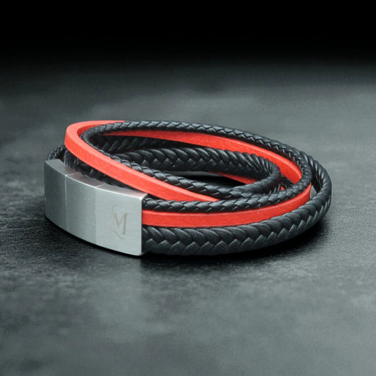 Bracelet homme cuir rouge – Le Passionné | MenacL