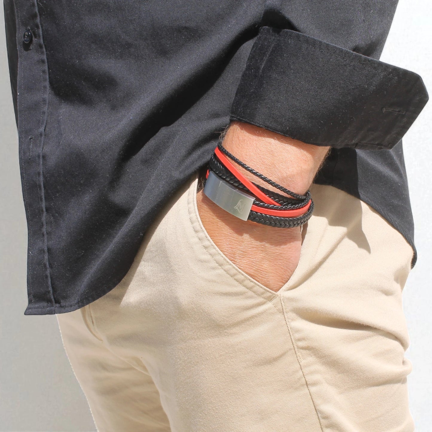 Bracelet homme cuir rouge – Le Passionné | MenacL