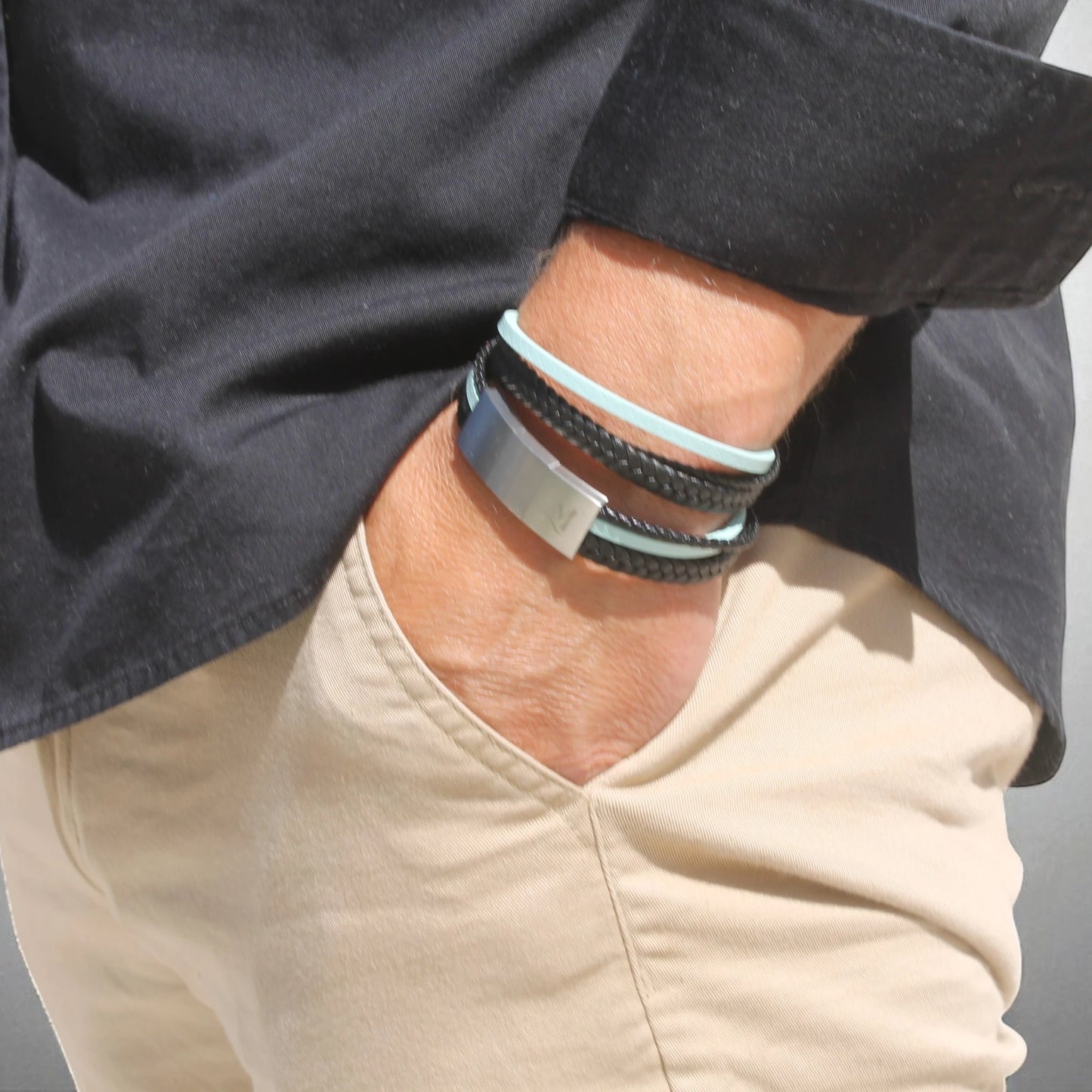 Bracelet homme cuir turquoise – L’Architecte | MenacL