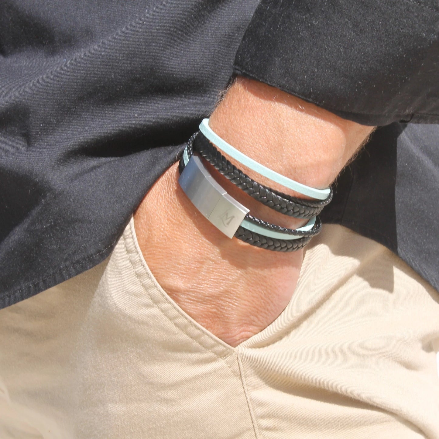 Bracelet homme cuir turquoise – L’Architecte | MenacL