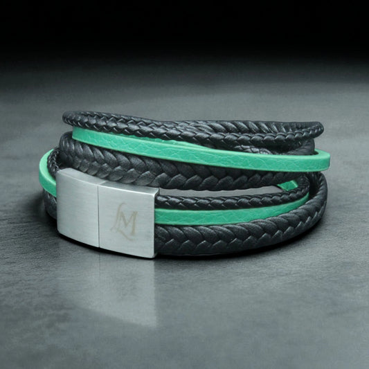 Bracelet homme cuir vert – L’Explorateur | MenacL