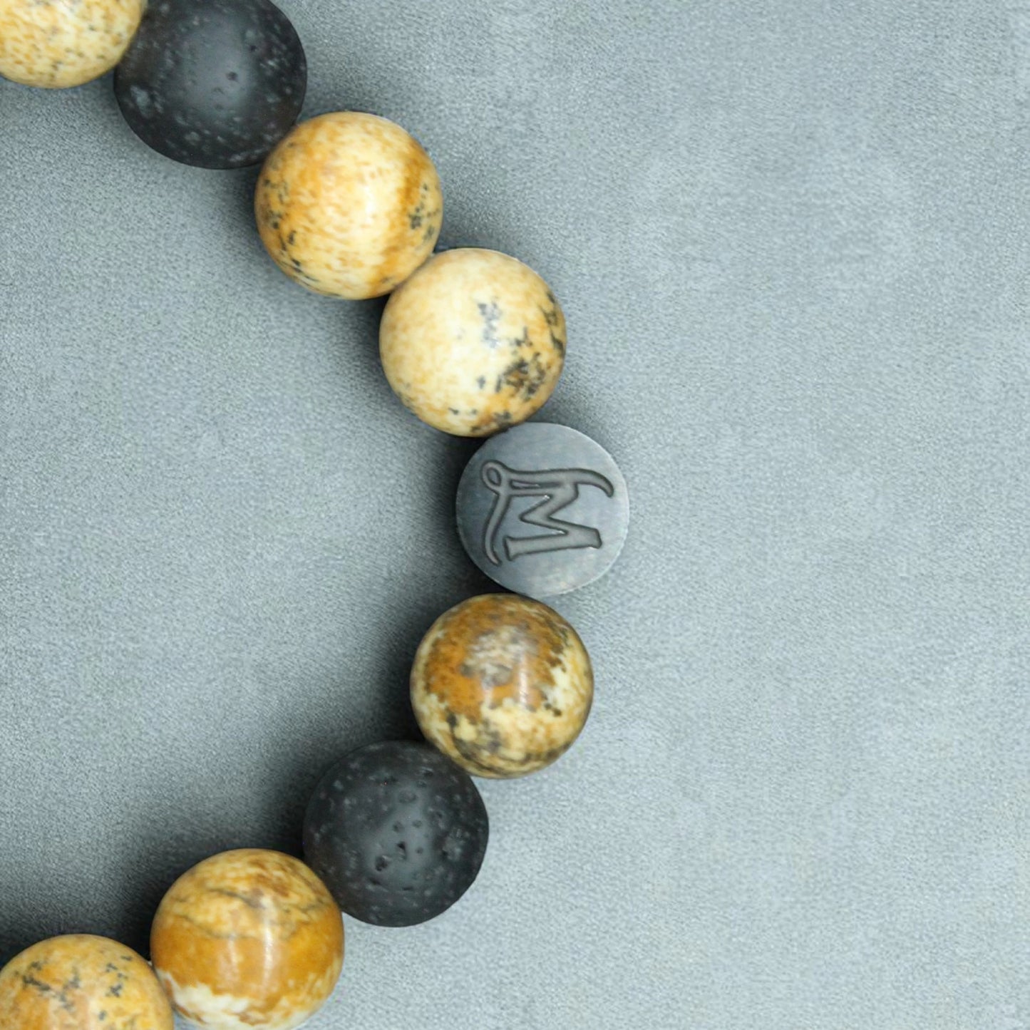 Bracelet perles homme – Lave + Jaspe (duo inversé) | MenacL