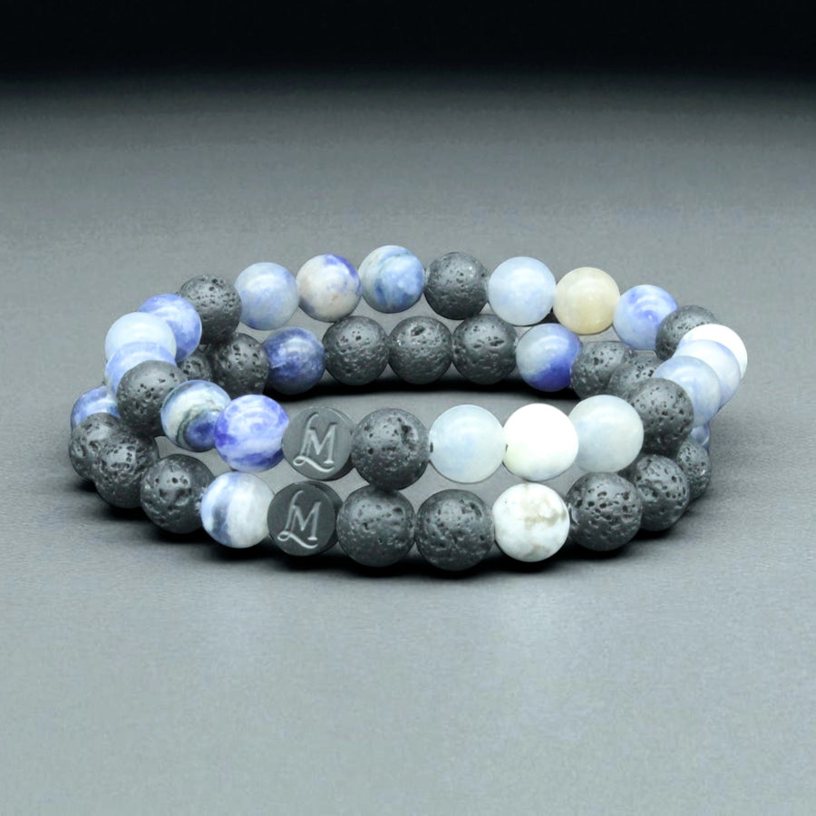 Bracelet perles homme – Lave + Sodalite (duo inversé) | MenacL